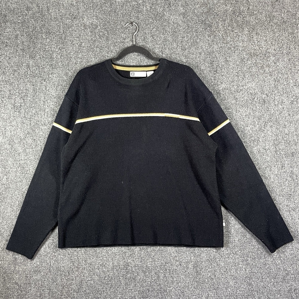 Vintage XG Xtreme Gear Sweater Black Yellow Striped Skater Surf Grunge Medium